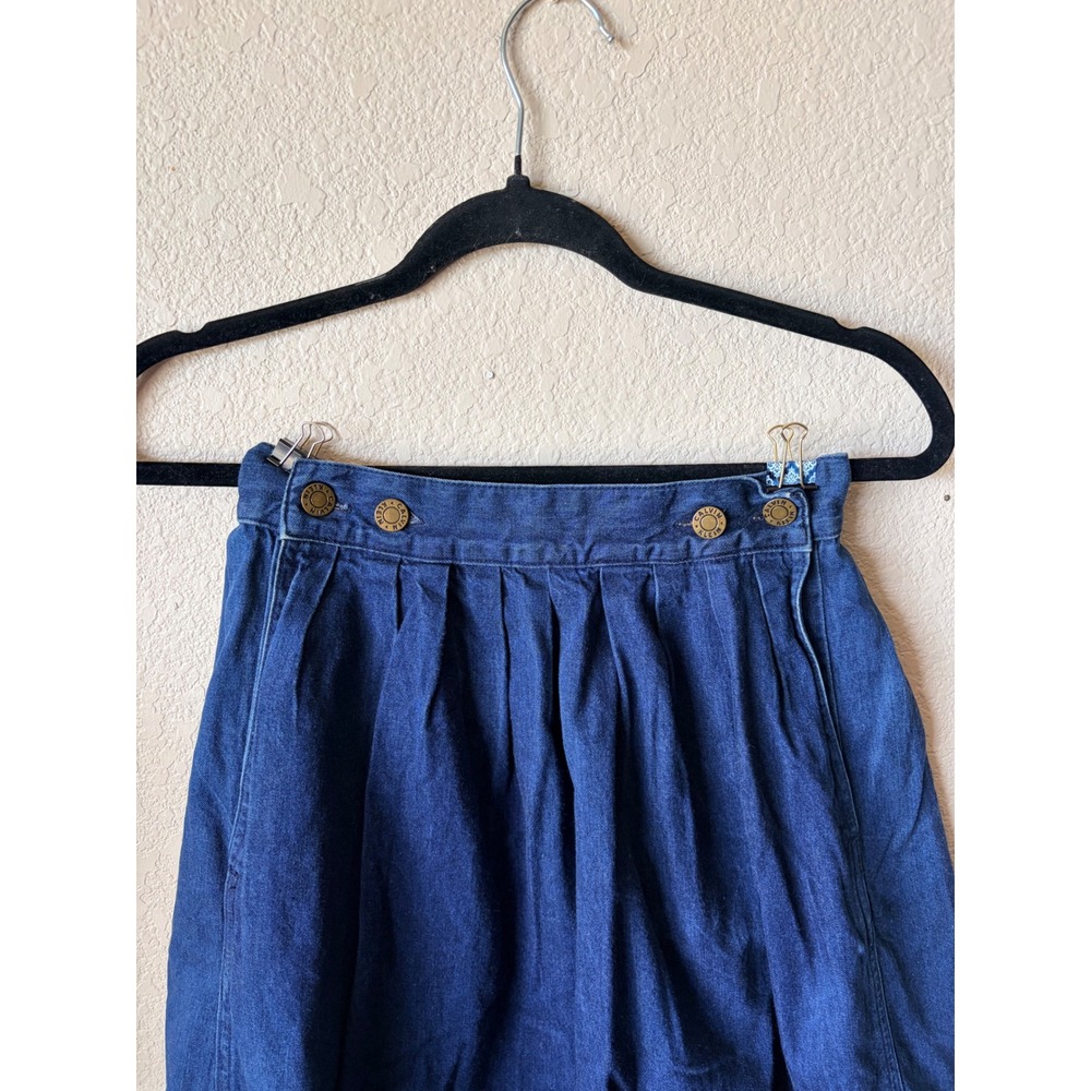 Vtg Calvin Klein Denim Midi 24in Skirt Blue Pleated High Waist Made in Japan 6 - Picture 3 of 9